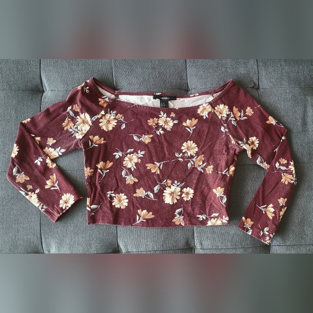 Red and orange floral cropped top